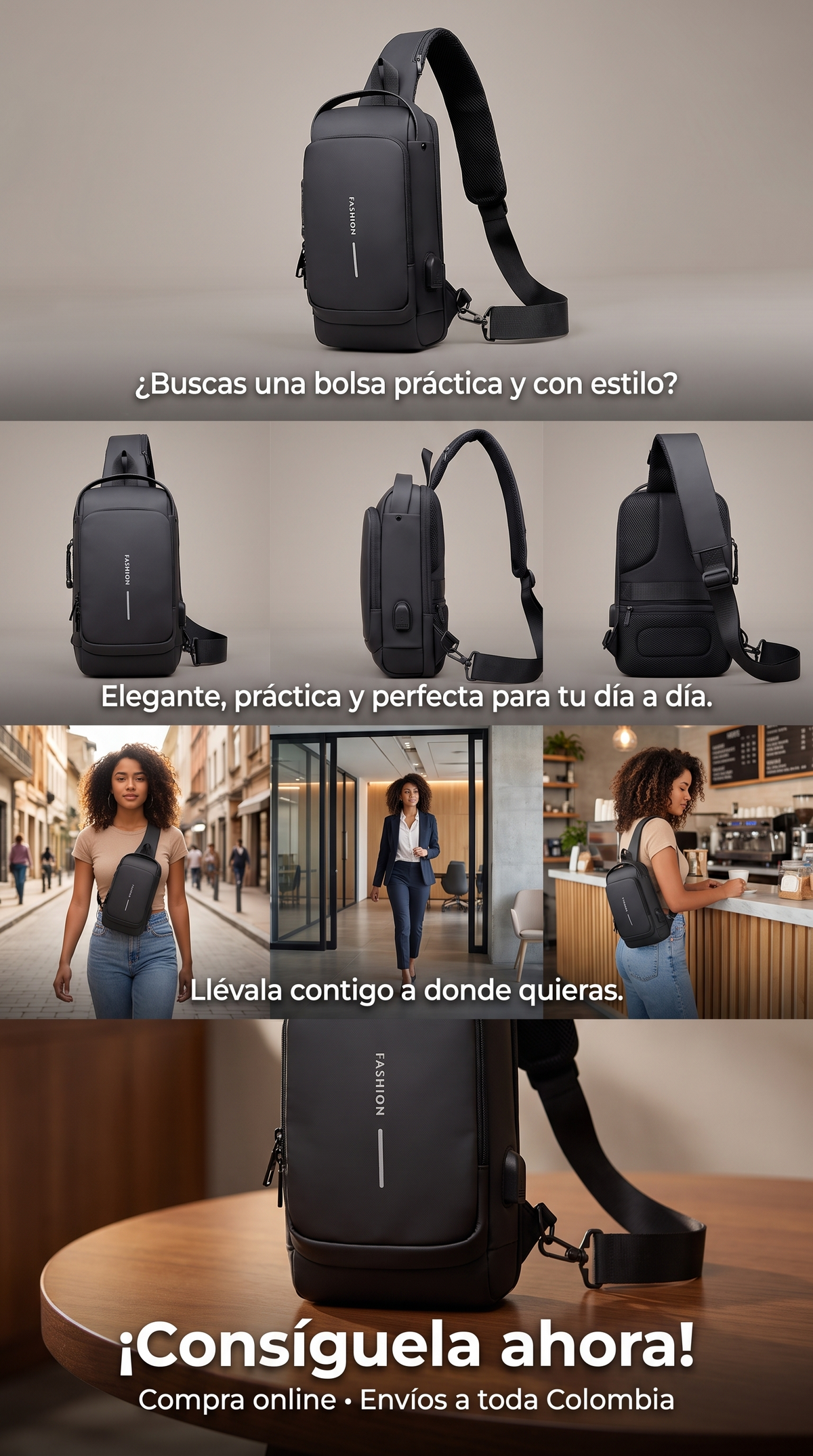 Bolso Bandolera Antirrobo Color Variado